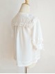 Pointed Collar White Chiffon Sweet Lolita Puff Sleeve Short Sleeve Shirt