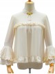 Apricot Chiffon Ruffle Chinese Style Small Stand Collar Classic Lolita Shirt