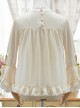 Apricot Chiffon Ruffle Chinese Style Small Stand Collar Classic Lolita Shirt