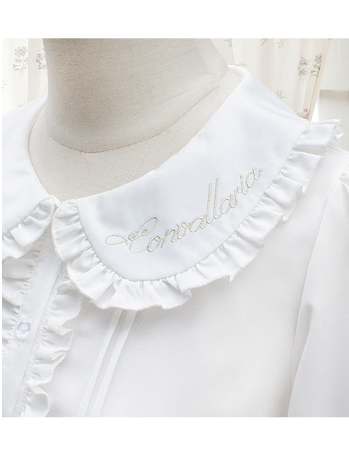 White Doll Collar Embroidery Sweet Lolita Long Lantern Sleeve Shirt