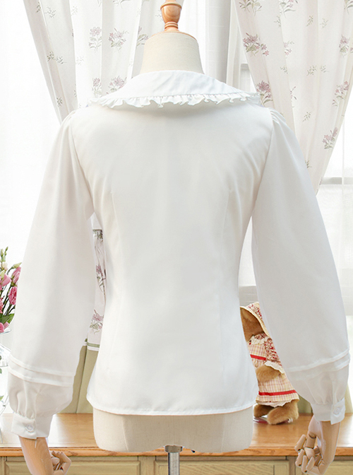 White Doll Collar Embroidery Sweet Lolita Long Lantern Sleeve Shirt