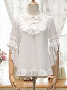 Cicadas Chirping Series Bowknot Sweet Lolita Short Sleeve Shirt