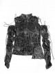 Gothic Cobweb Printing High Collar Drawstring Splicing Long Sleeve Shirt
