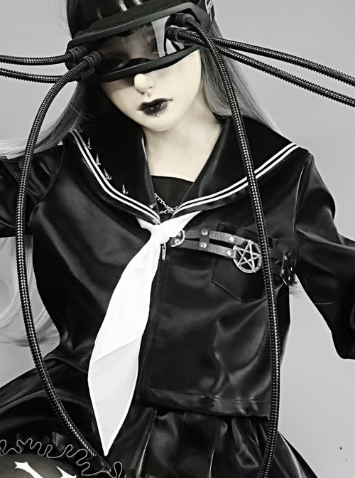 Mechanical Breakdown Series Gothic Improved JK Uniform PU Long Sleeve Top