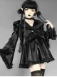 Mechanical Breakdown Series Black Gothic PU Ruffle Short Suit Jacket