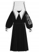 Kill The Nun Series Pointed Collar Embroidery Gothic Shirt And Skirt Set