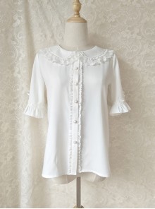 Cute Doll Collar Short Sleeve Chiffon Sweet Lolita Shirt