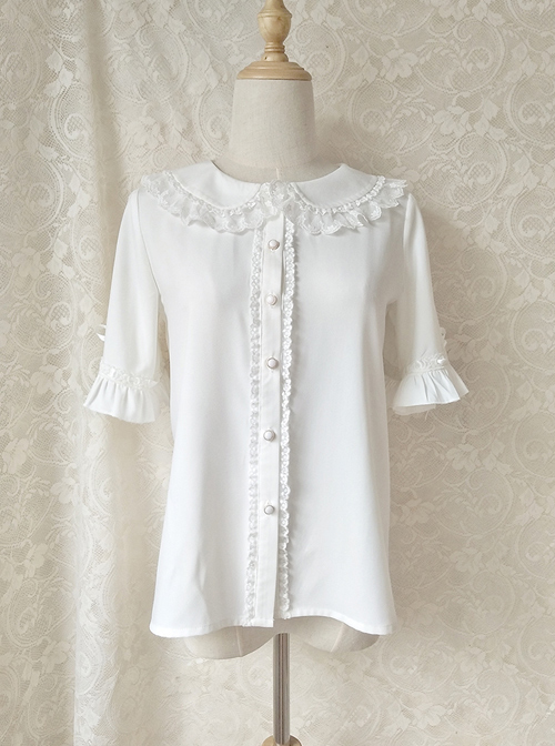 Cute Doll Collar Short Sleeve Chiffon Sweet Lolita Shirt