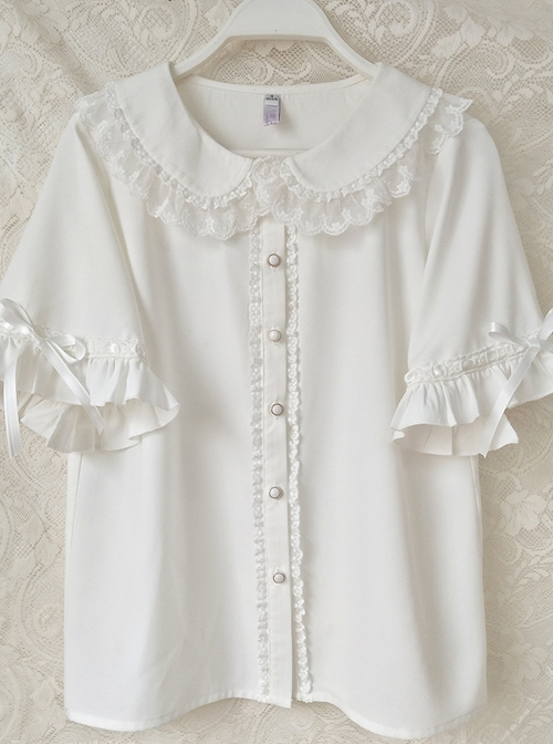 Cute Doll Collar Short Sleeve Chiffon Sweet Lolita Shirt