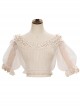 Apricot Chiffon Lace Ruffle Collar Classic Lolita Short Sleeve Shirt