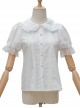 Evening Star Series White Cotton Embroidery Doll Collar Sweet Lolita Short Sleeve Shirt