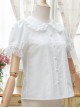 Evening Star Series White Cotton Embroidery Doll Collar Sweet Lolita Short Sleeve Shirt