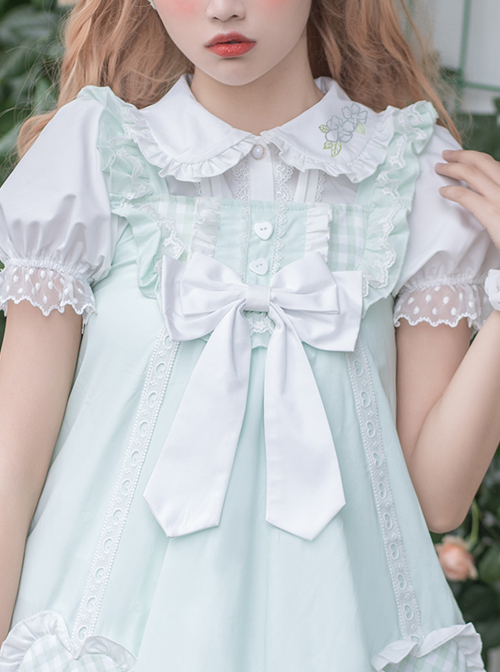 Evening Star Series White Cotton Embroidery Doll Collar Sweet Lolita Short Sleeve Shirt