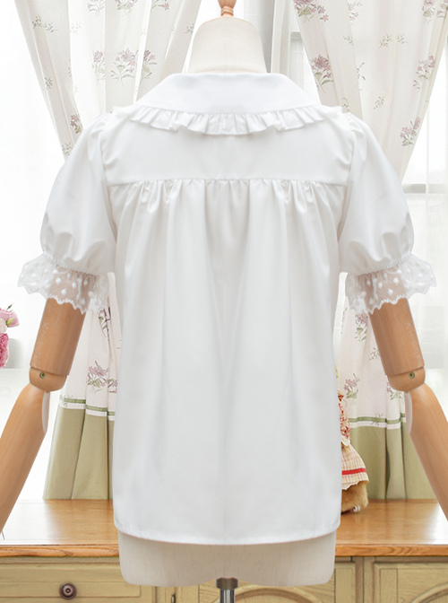 Evening Star Series White Cotton Embroidery Doll Collar Sweet Lolita Short Sleeve Shirt