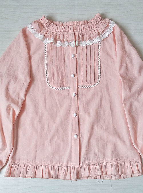 Easy Matching Pure Cotton Ruffle Collar Classic Lolita Long Sleeve Shirt