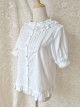 Cotton Ruffle Collar Pure Color Classic Lolita Easy Matching Short Sleeve Shirt