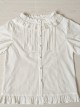 Cotton Ruffle Collar Pure Color Classic Lolita Easy Matching Short Sleeve Shirt