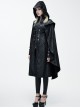 Steam Punk Gothic Palace Style Black Stand Collar Medium Length Hooded Coat For Women