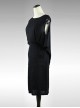 Black Cotton-linen Slim Fit Medium Length Sleeveless Dress Dress