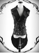 Gothic Retro Palace Suit Collar Printing Embroidery Double-breasted Slim Fit Women's Vest