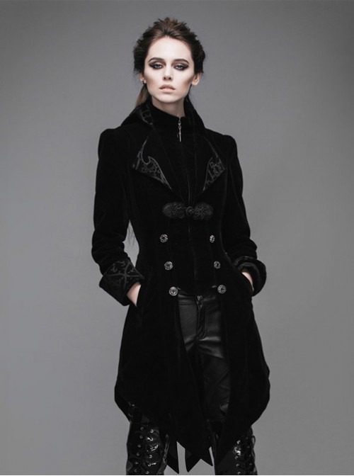 Steam Punk Gothic Medium Length Slim Fit Women's Velveteen Tuxedo