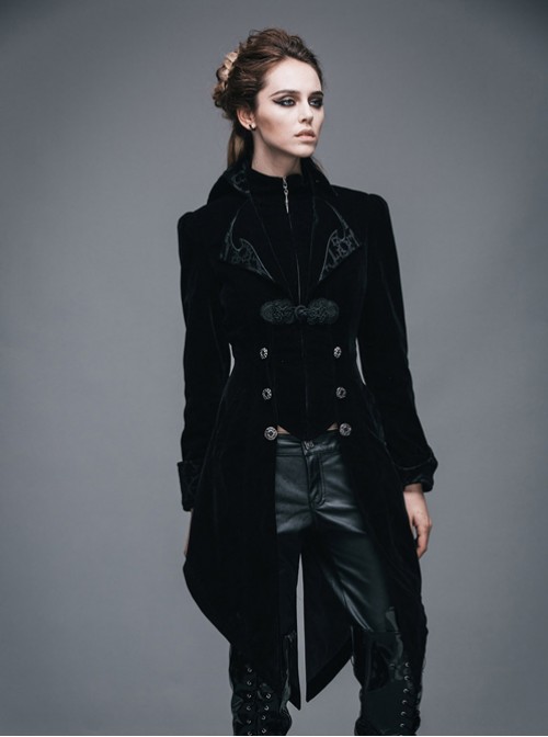 Steam Punk Gothic Medium Length Slim Fit Women's Velveteen Tuxedo