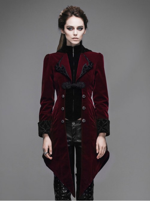 Steam Punk Gothic Medium Length Slim Fit Women's Velveteen Tuxedo