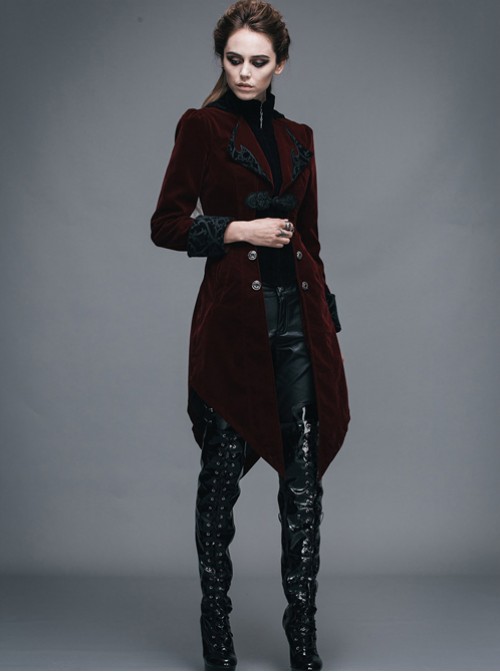 Steam Punk Gothic Medium Length Slim Fit Women's Velveteen Tuxedo