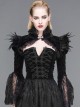 Gothic Palace Style Black Lace Feather Stand Collar Lotus Leaf Sleeve Super Short Shawl