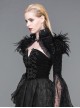 Gothic Palace Style Black Lace Feather Stand Collar Lotus Leaf Sleeve Super Short Shawl