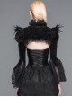 Gothic Palace Style Black Lace Feather Stand Collar Lotus Leaf Sleeve Super Short Shawl