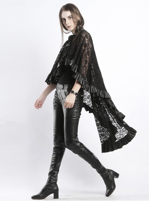 Punk Gothic Style Black Lace Stand Collar Women's Shawl
