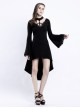 Punk Gothic Flare Sleeve Knitted Halterneck Black Medium Length Dress