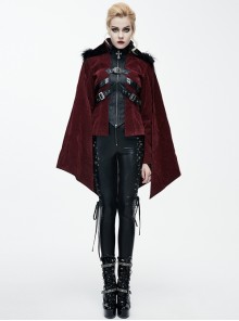 Gothic Irregular Bat Type Cloak Women's Thickened Hooded Coat