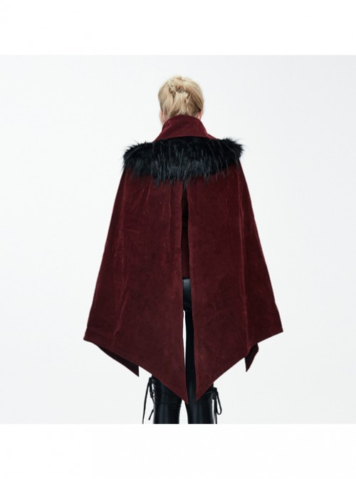 Gothic Irregular Bat Type Cloak Women's Thickened Hooded Coat