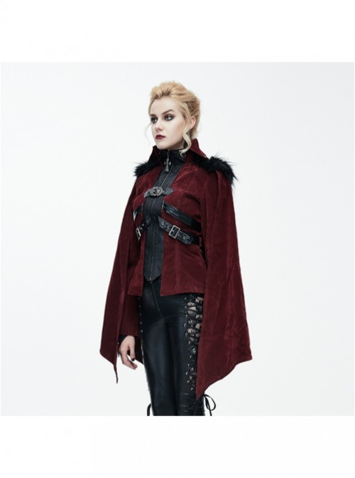 Gothic Irregular Bat Type Cloak Women's Thickened Hooded Coat