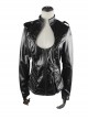 Punk Black Sexy Low-cut Thin Military Uniform Leather Jacket