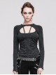 Steam Punk Gothic Do The Old Slim Fit Hollow Out Backless Long Sleeve T-shirt