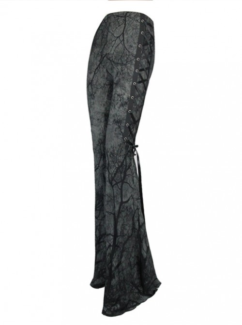 Steam Punk Gothic Dark Tree Pattern Bell-bottomed Pants