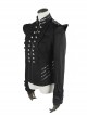 Gothic Black Embroidery Metal Military Uniform Clasp Stand Collar Slim Fit Short Jacket For Women