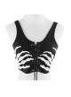 Punk Dark Phantom Hand Print Sleeveless Super Short Vest For Women