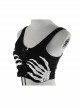 Punk Dark Phantom Hand Print Sleeveless Super Short Vest For Women