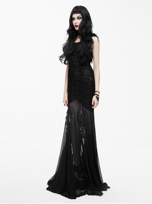 Punk Gothic Elegant Sexy Translucent Backless Dress