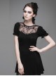 Steam Punk Gothic Lace Embroidery Long-style T-shirt Short Sleeve Short-style Dress