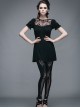 Steam Punk Gothic Lace Embroidery Long-style T-shirt Short Sleeve Short-style Dress