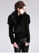 Steampunk Gothic Plus Velveteen Black Slim Woollen Cloth Short Coat