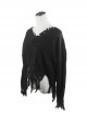 Gothic Black Decadent Tattered Tassel Long Sleeve Short Sweater