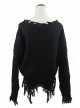 Gothic Black Decadent Tattered Tassel Long Sleeve Short Sweater