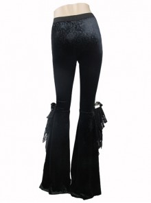 Punk Gothic Black Womens Slim Leisure Flared Trousers