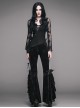 Punk Gothic Black Womens Slim Leisure Flared Trousers